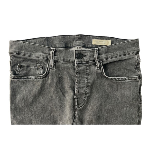 AllSaints Mens Jeans 30 Gray Grey Cigarette Fit Slim Stretch Denim Pants Casual - Picture 2 of 10
